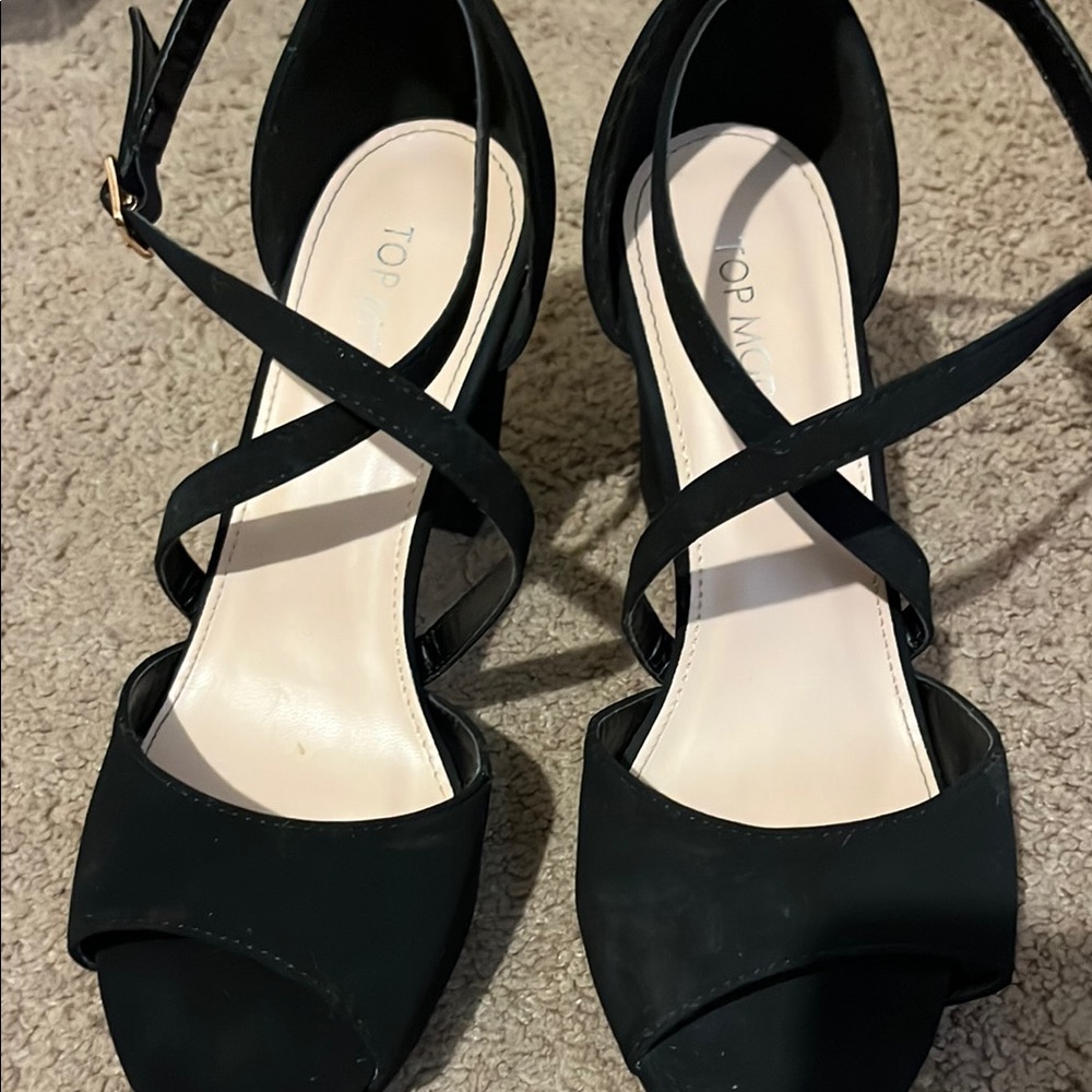 TOP Moda Whimsigoth Y2K Black Crisscross Heels size 7